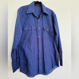 Chute #1 Men’s Vintage Western Retro Americano Button Down Snap Shirt Blue - Med